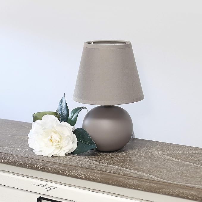 Simple Designs LT2008-GRY Mini Ceramic Globe Table Lamp Gray (Pack of 18) - LeafyLoom