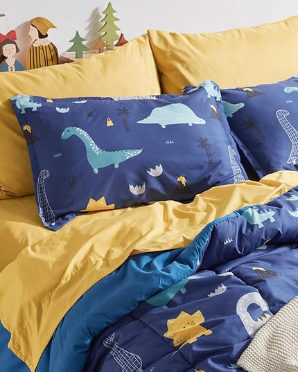 SLEEP ZONE Kids Bedding Full/Queen Comforter Set - Cute Printed for Boys, Girls, Teens, Super Soft, Fade Resistant, Dino Family, Full/Queen - LeafyLoom