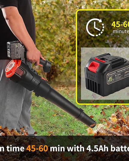 2024 Strong Power Leaf Blower Cordless, 500CFM 120MPH Leaf Blower with Battery and Charger, 20V 4.5Ah Battery Powered with Flat and Round Nozzles, for Lawn Care Yard Porch Driveway Patio Clean Snow - LeafyLoom