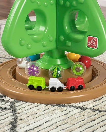 Step2 My First Christmas Tree for Kids, Interactive Christmas Tree Toy, Toddlers Ages 1.5+ Years Old, 12 Colorful Plastic Ornaments to Decorate, Mini Train Set Circles the Skirt - LeafyLoom