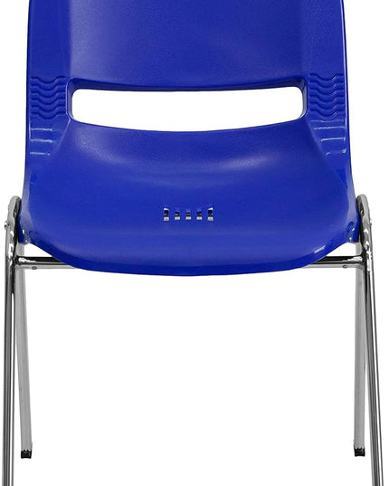 Flash Furniture HERCULES Series 661 lb. Capacity Navy Ergonomic Shell Stack Chair with Chrome Frame and 16'' Seat Height - LeafyLoom