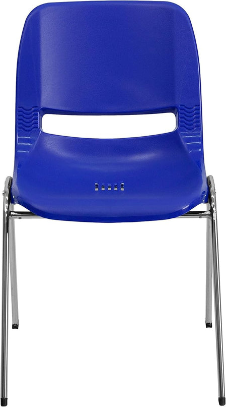 Flash Furniture HERCULES Series 661 lb. Capacity Navy Ergonomic Shell Stack Chair with Chrome Frame and 16'' Seat Height - LeafyLoom