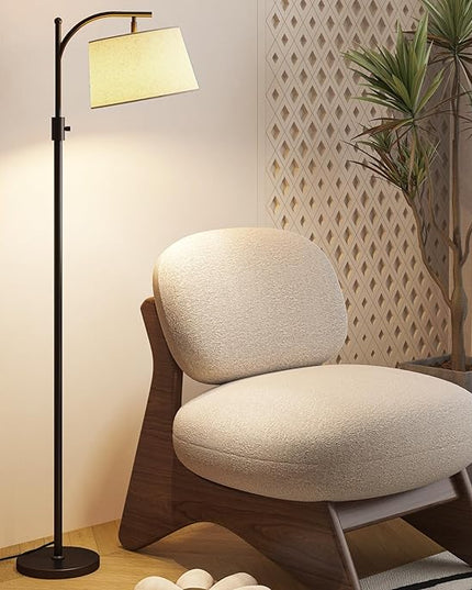 Floor Lamp for Living Room,Classic Standing Lamp with Textured Linen Shade,Tall Floor Lamp for Living Room,Bedroom,Office,Reading,9W LED Bulb Included - LeafyLoom
