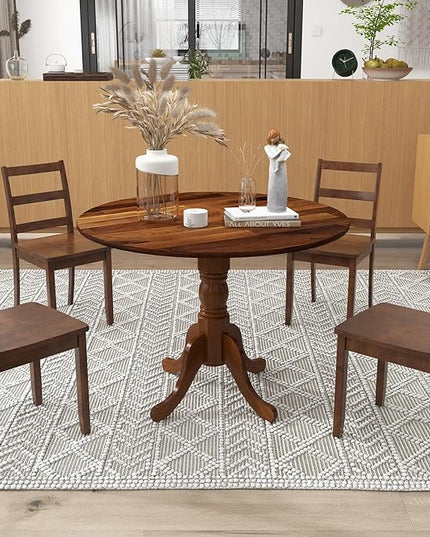 Round Dining Table, All Walnut - LeafyLoom