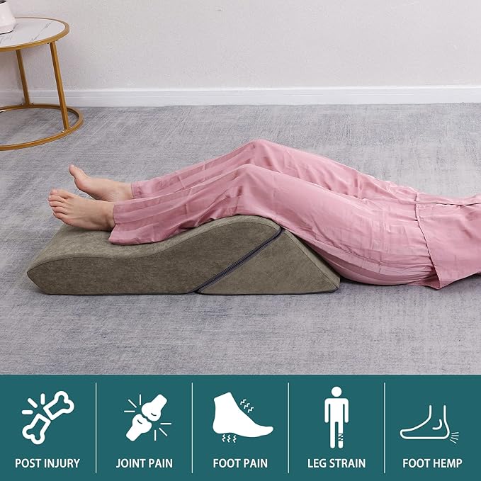 baibu 20 in Bed Wedge Pillow Set Foam | Adjustable Pillows for Back, Leg and Knee Pain Relief | Post Surgery Ortho Pillow – Anti Snoring, Heartburn, Acid Reflux & GRED (Brown) - LeafyLoom