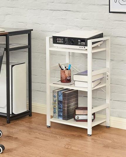 BEWISHOME 3 Tier Bookshelf, White Small Bookshelf for Small Spaces, Short Wooden Storage Bookcase with Metal Frame for Bedroom Living Room and Home Office JCJ62W - LeafyLoom