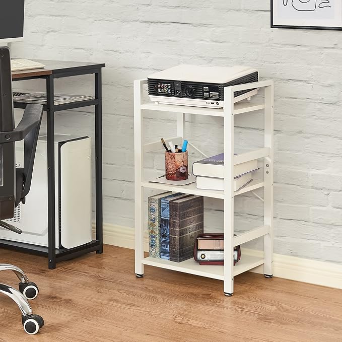 BEWISHOME 3 Tier Bookshelf, White Small Bookshelf for Small Spaces, Short Wooden Storage Bookcase with Metal Frame for Bedroom Living Room and Home Office JCJ62W - LeafyLoom