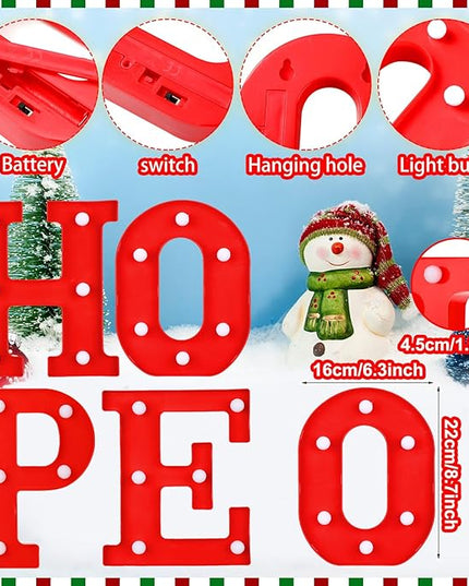 VIHOSE Christmas LED Letter Lights Sign Table Decoration Christmas Light up Letters Battery Powered Letter for Home Bar Christmas Party Bedroom Tabletop Decoration Gift (Hope) VIHOSE