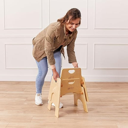 ECR4Kids Stackable Wooden Toddler Chair, 10in, Kids Furniture, Natural, 2-Pack - LeafyLoom