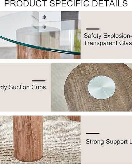 NicBex 40Inch Round Dining Table,Modern Kitchen Table with Tempered Glass Tabletop and Wooden MDF Legs for 2 to 4,Leisure Coffee Table for Kitchen,Small Space and Living Room,Easy Clean,Transparent - LeafyLoom