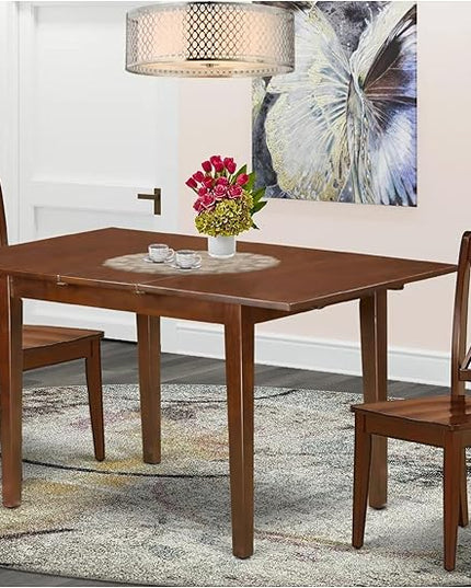 East West Furniture PSCL3-MAH-W 3 Piece Room Furniture Set Contains a Rectangle Wooden Table with Butterfly Leaf and 2 Kitchen Dining Chairs, 32x60 Inch - LeafyLoom