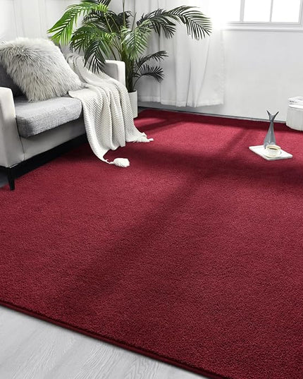 Area Rugs for Bedroom Living Room, 7x10 Rose Red Super Soft Comfy Thickened Memory-Foam Indoor Carpets, Modern Aesthetic Minimalist Carpet for Boys Girls Adults Apartment Nursery Home Décor - LeafyLoom