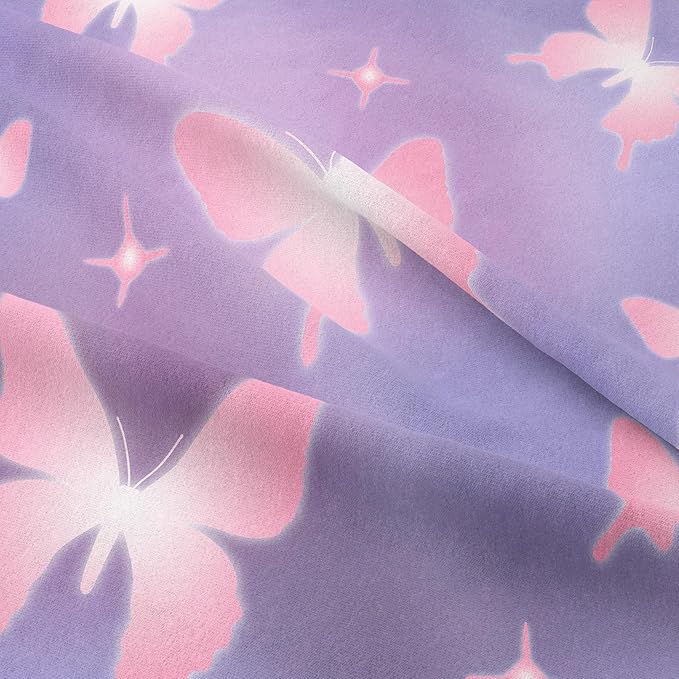 Tailor Shop Butterfly Comforter Sets King Size,Purple Pink Butterfly Bedding Sets for Girls Kids Teens with 2 Pillowcase… - LeafyLoom