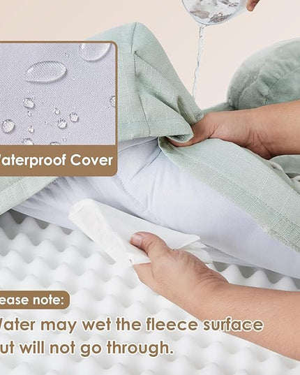 EHEYCIGA Orthopedic Dog Bed for Small Dogs, Waterproof Memory Foam Small Dog Beds with Sides, Non-Slip Bottom and Egg-Crate Foam Medium Dog Couch Bed with Washable Removable Cover, Sage Green EHEYCIGA