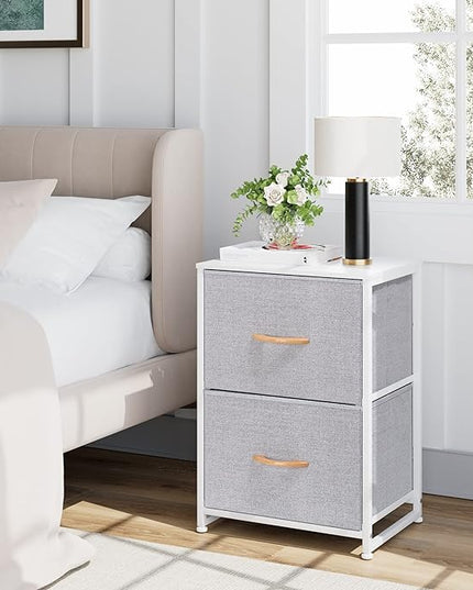 Nicehill Nightstand, Nightstand for Bedroom with Drawers, Small Dresser with Drawers, Bedside Table Bedside Furniture, Night Stand End Table with Storage Drawers for Bedroom, Light Grey - LeafyLoom