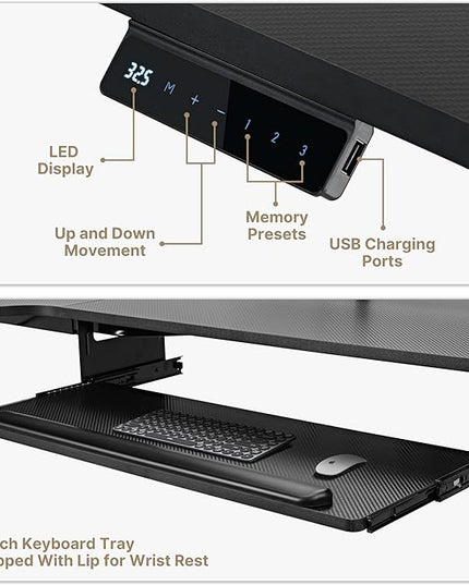 EUREKA ERGONOMIC Standing Desk (61"x43")- L Shaped Desk with Keyboard Tray Adjustable Height Sit Stand Computer Desk Corner Gaming Ergo Desk w Memory Presets, Monitor Stand, LED/USB/Dual Motor, Left - LeafyLoom