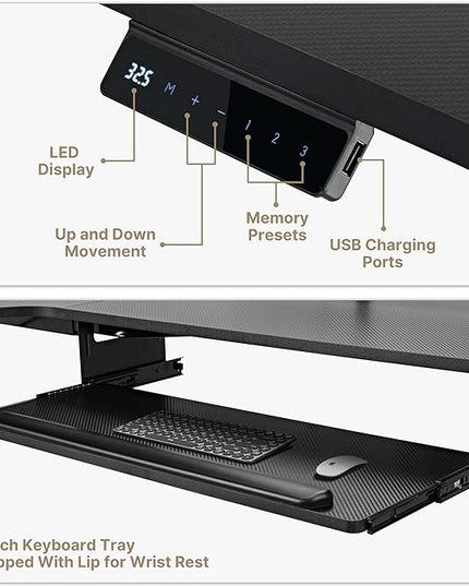 EUREKA ERGONOMIC Standing Desk (61"x43")- L Shaped Desk with Keyboard Tray Adjustable Height Sit Stand Computer Desk Corner Gaming Ergo Desk w Memory Presets, Monitor Stand, LED/USB/Dual Motor, Right - LeafyLoom