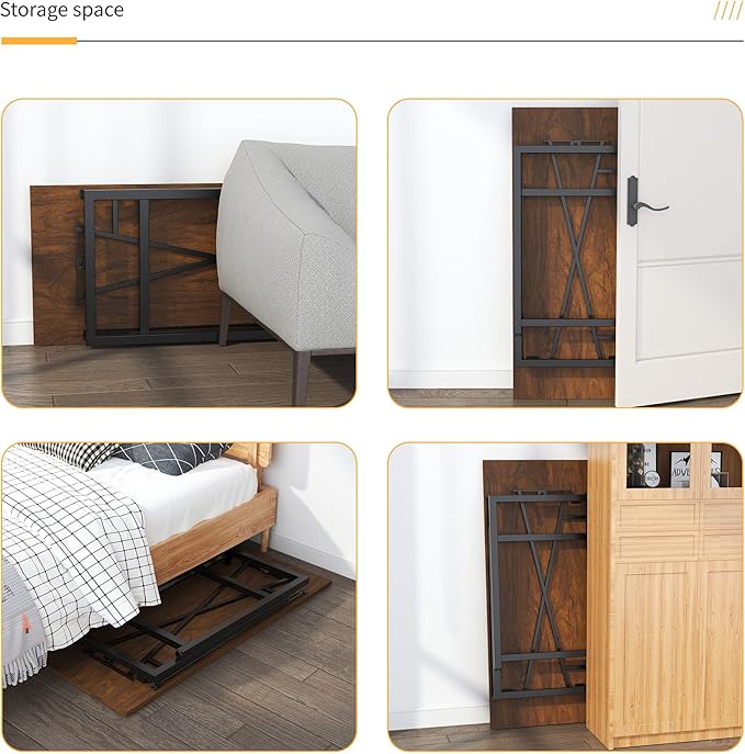 47 inch Folding Desk No Assembly Required, Writing Gaming Computer Camping Table, Home Office Desk, Mahogany - LeafyLoom