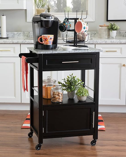 Linon Cayden Black Kitchen Cart, - LeafyLoom