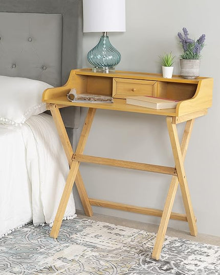 Linon Mable Folding Desk, Natural - LeafyLoom