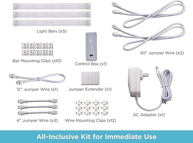 BLACK+DECKER Works with Alexa Smart Under Cabinet Lighting Kit, Adjustable LEDs, (3) 9" Bars White BLACKDECKER
