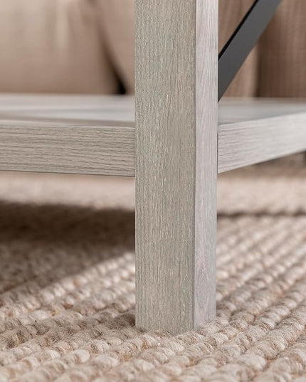 Walker Edison Sedalia Modern Farmhouse Metal X Coffee Table, 40 Inch, Stone Grey - LeafyLoom