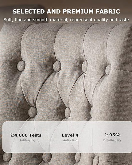 COLAMY Wingback Upholstered Dining Chairs Set of 4, Fabric Side Dining Room Chairs with Tufted Button, Living Room Chairs for Home Kitchen- Light Grey - LeafyLoom