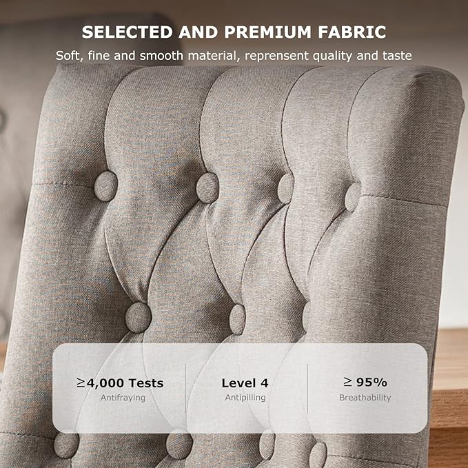 COLAMY Wingback Upholstered Dining Chairs Set of 2, Fabric Side Dining Room Chairs with Tufted Button, Living Room Chairs for Home Kitchen- Light Grey - LeafyLoom