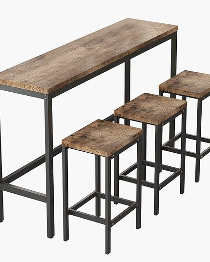 NicBex Kitchen Table Set Dining Room Table Set Modern Design Kitchen Dining Table, Pub Table, Long Dining Table Set with 3 Stools for Kitchen, Apartment, Easy Assembly, Natural - LeafyLoom