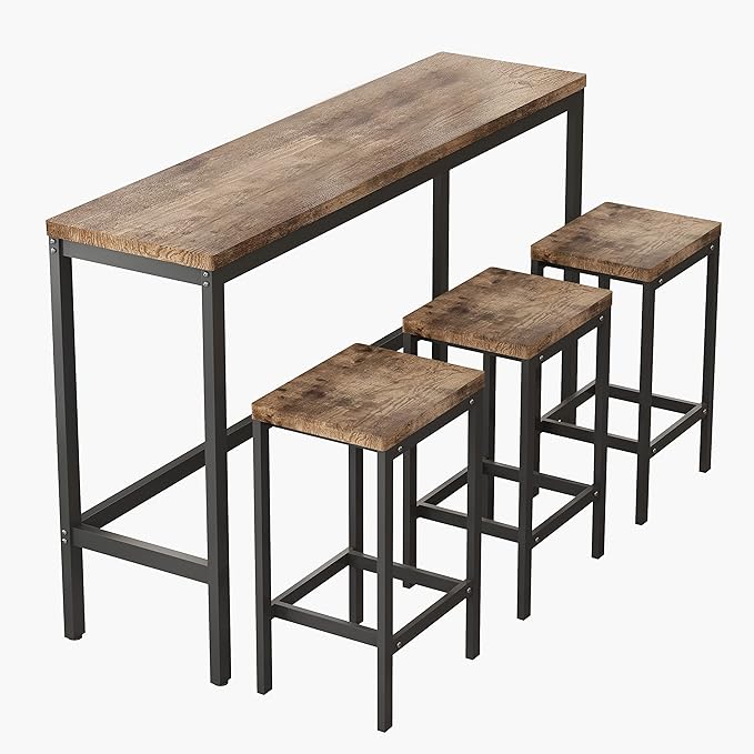 NicBex Kitchen Table Set Dining Room Table Set Modern Design Kitchen Dining Table, Pub Table, Long Dining Table Set with 3 Stools for Kitchen, Apartment, Easy Assembly, Natural - LeafyLoom