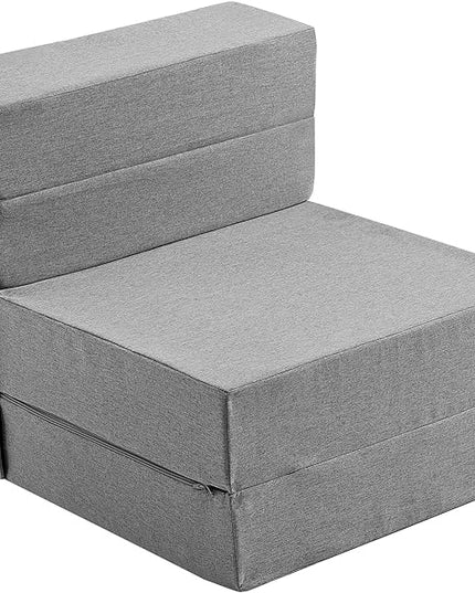 Single Size Folding Sofa Bed - Convertible Floor Sofa with Two Large Pockets - Foldable Memory Foam Sleeper for Guest Sleepovers/Game Rooms/Family Gatherings/Lofts(Light Grey) - LeafyLoom