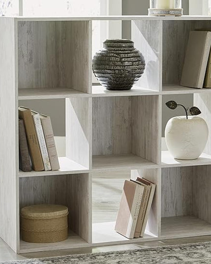 Signature Design by Ashley Paxberry Coastal 9 Cube Storage Organizer or Bookcase, Whitewash - LeafyLoom