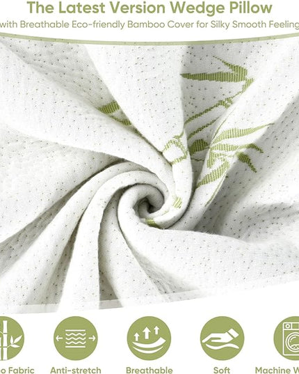 Forias Wedge Pillow for Sleeping 9 &12 Inch Adjustable Bed Wedge Pillow for After Surgery Foldable Memory Foam Triangle Pillow Wedge for Acid Reflux Snoring Post Surgery Back Leg Knee Pain - Beige - LeafyLoom