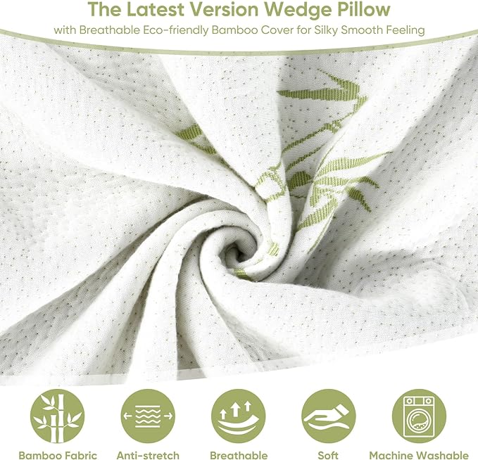 Forias Wedge Pillow for Sleeping 9 &12 Inch Adjustable Bed Wedge Pillow for After Surgery Foldable Memory Foam Triangle Pillow Wedge for Acid Reflux Snoring Post Surgery Back Leg Knee Pain - Beige - LeafyLoom
