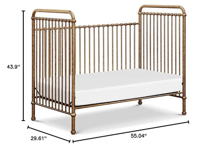 NAMESAKE Abigail 3-in-1 Convertible Metal Crib in Vintage Gold, Greenguard Gold Certified - LeafyLoom