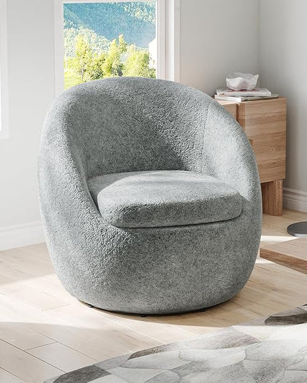Farini Swivel Accent Chair,Swivel Barrel Chair, Comfy Oversized Round Accent Chair for Living Room Bedroom(Light Green) - LeafyLoom