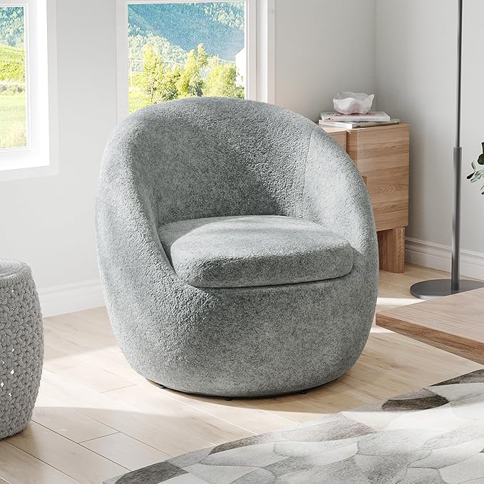Farini Swivel Accent Chair,Swivel Barrel Chair, Comfy Oversized Round Accent Chair for Living Room Bedroom(Light Green) - LeafyLoom