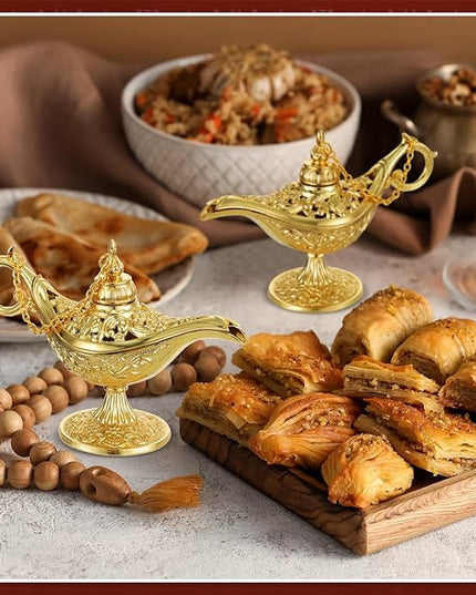 6 Pieces Magic Lamp Halloween Vintage Legend Lamp Wishing Light Costume Lamp Classic Costume Props Lamp Tabletop Decoration for Arabian Costume Props Home Party Birthday Wedding Delicate Gift (Gold) - LeafyLoom