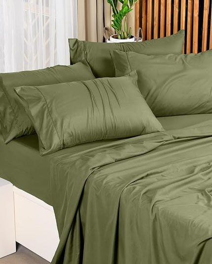 Utopia Bedding King Bed Sheets Set - 4 Piece Bedding - Brushed Microfiber - Shrinkage and Fade Resistant - Easy Care (King, Olive) - LeafyLoom