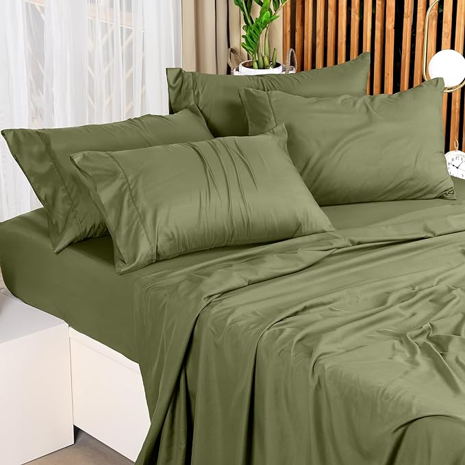 Utopia Bedding King Bed Sheets Set - 4 Piece Bedding - Brushed Microfiber - Shrinkage and Fade Resistant - Easy Care (King, Olive) - LeafyLoom