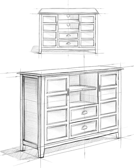 SIMPLIHOME Burlington SOLID WOOD Universal TV Media Stand, 54 inch Wide, Transitional, Living Room Entertainment Center, Storage Shelves and Cabinets, for TVs up to 60 inches in Distressed Grey - LeafyLoom