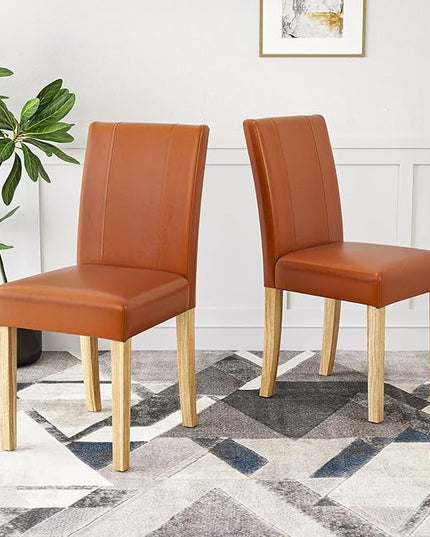 Dining Chairs, Kitchen Chairs Set of 2 with Solid Wood Legs, Armless Upholstered Indoor Kitchen Dining Room Chairs for Dining Room, Kitchen Chairs Parson Chairs - LeafyLoom