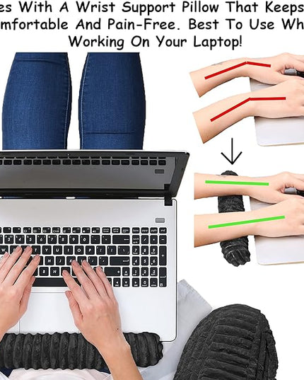 Homie Reading Pillow with Reading Light and Wrist Support, Has Arm Rests, and Back Support for Bed Rest, Lounging, Reading, Working on Laptop, Watching TV (Large, Black) - LeafyLoom
