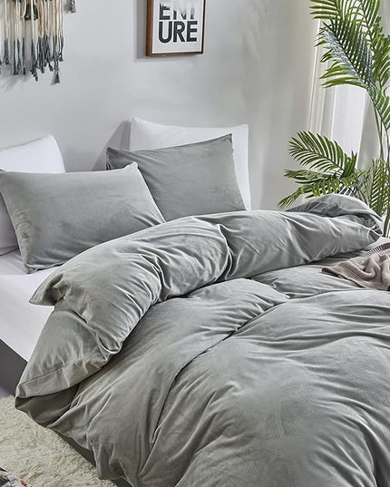 Wellboo Grey Comforter Sets California King Women Men Gray Fluffy Bedding Comforters Cal King Solid Dark Grey Velvet Aesthetic Quilts Soft Warm Winter Plush Blanket Plain Gray Flannel Thick Sherpa Bed - LeafyLoom