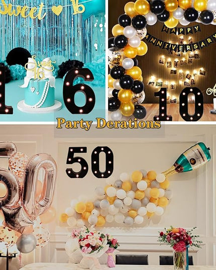 Light Up Black Alphabet Marquee Number Sign LED Marquee Number Lights Sign for Night Light Home Bar Christmas Lamp Birthday Party Wedding Decoration 0 - LeafyLoom