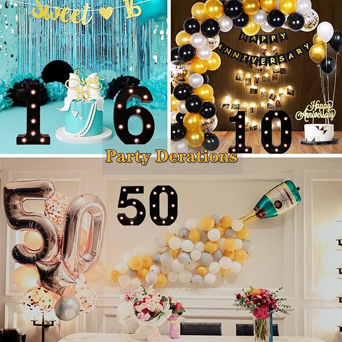Light Up Black Alphabet Marquee Number Sign LED Marquee Number Lights Sign for Night Light Home Bar Christmas Lamp Birthday Party Wedding Decoration 1 - LeafyLoom