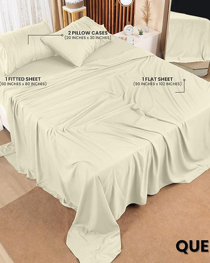 Utopia Bedding Queen Bed Sheets Set - 4 Piece Bedding - Brushed Microfiber - Shrinkage and Fade Resistant - Easy Care (Queen, Ivory) - LeafyLoom