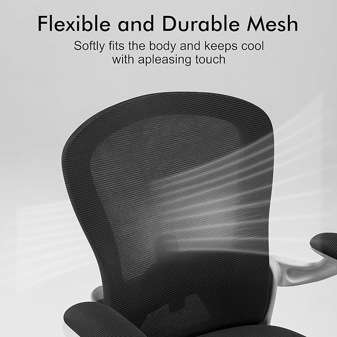 Ergonomic Home Office Desk Chairs Comfy Computer Gaming Chairs Mesh Arm Swivel Chairs of Adults for Home Office Bedroom(White) - LeafyLoom