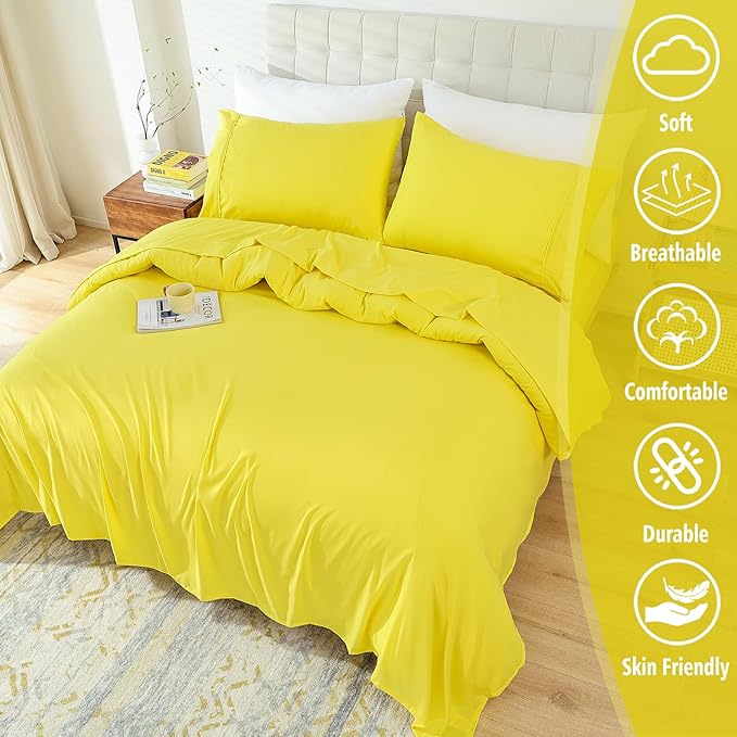 Whitney Home Textile Queen Sheet Set - 4 Piece Soft Breathable Bed Sheets for Queen Size Bed, Deep Pocket Lxuury Brushed Sheets, Hotel Bedding Sheets and Pillowcases, Wrinkle Free Oeko-Tex Sheets - LeafyLoom