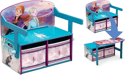 Delta Children Kids Convertible Activity Bench - Greenguard Gold Certified, Frozen II & Deluxe Toy and Book Organizer, Disney Frozen II - LeafyLoom